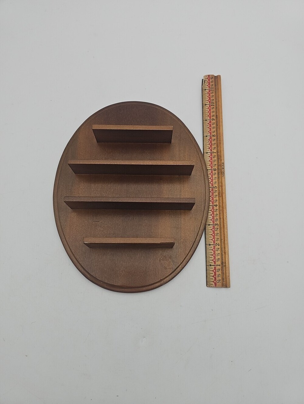 VTG Oval Wood Thimble Display Shelf Wall Rack Ornate Carving Cottage Core